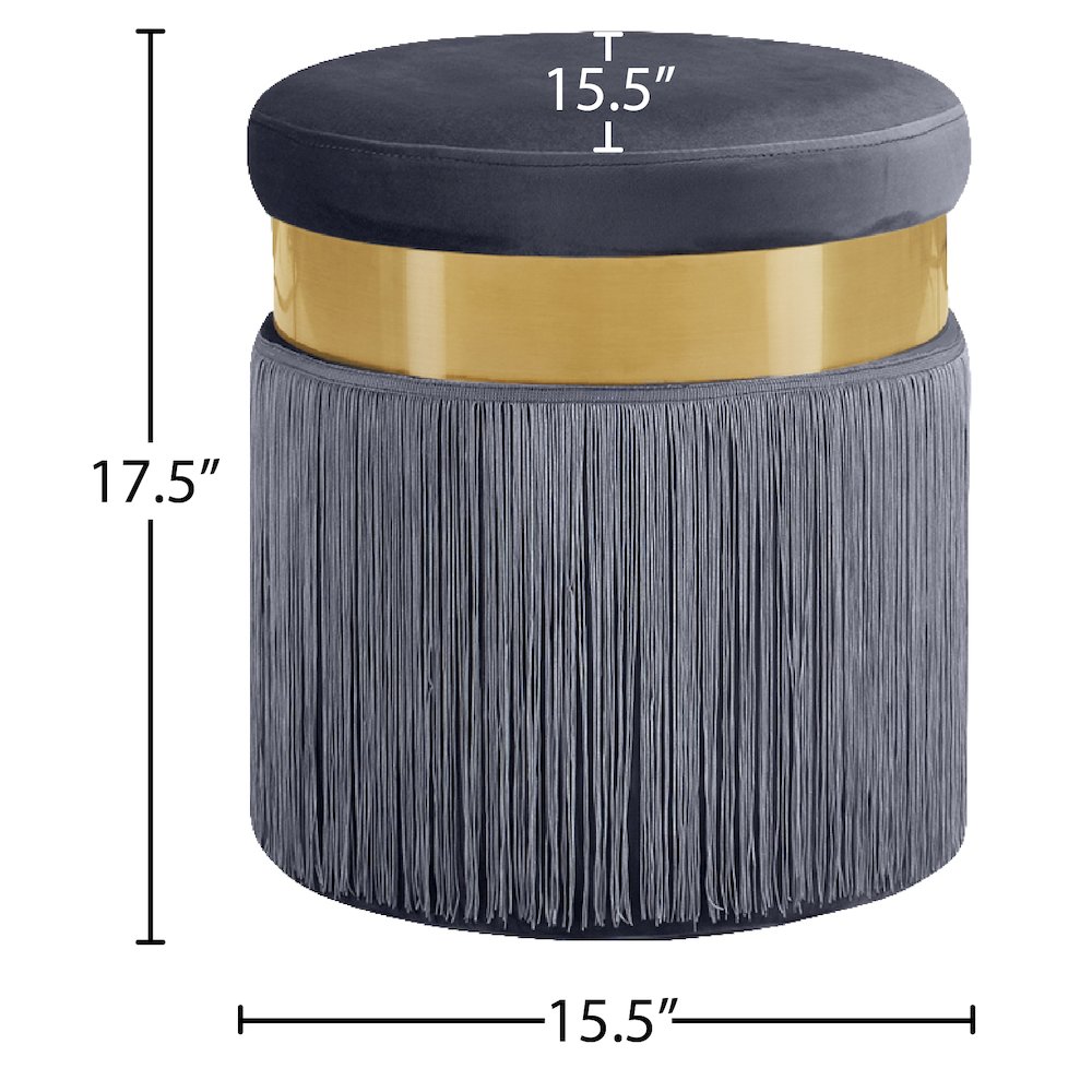Yasmine Grey Velvet Ottoman/Stool