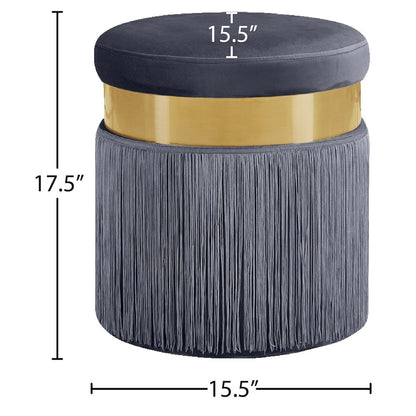 Yasmine Grey Velvet Ottoman/Stool