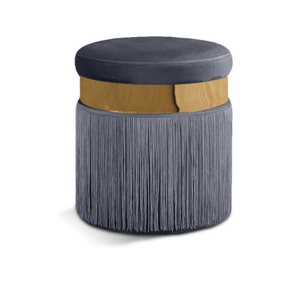 Yasmine Grey Velvet Ottoman/Stool