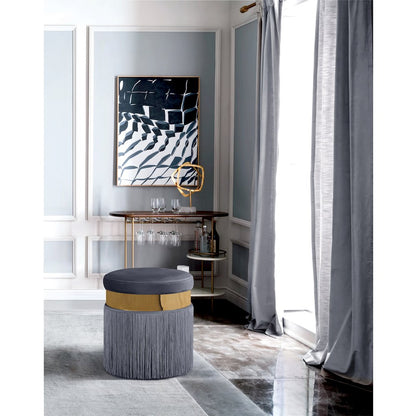 Yasmine Grey Velvet Ottoman/Stool