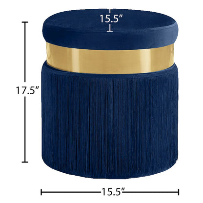 Yasmine Navy Velvet Ottoman/Stool