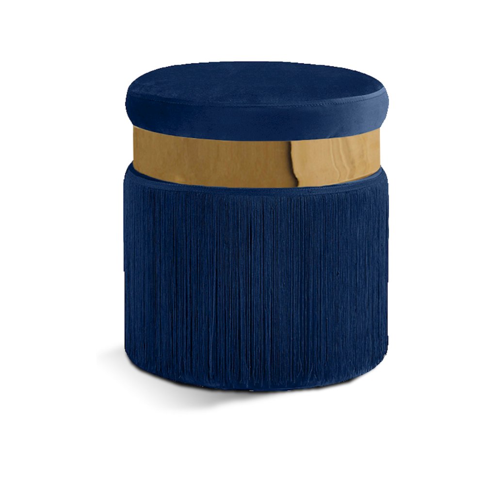 Yasmine Navy Velvet Ottoman/Stool