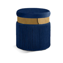 Yasmine Navy Velvet Ottoman/Stool