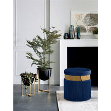 Yasmine Navy Velvet Ottoman/Stool