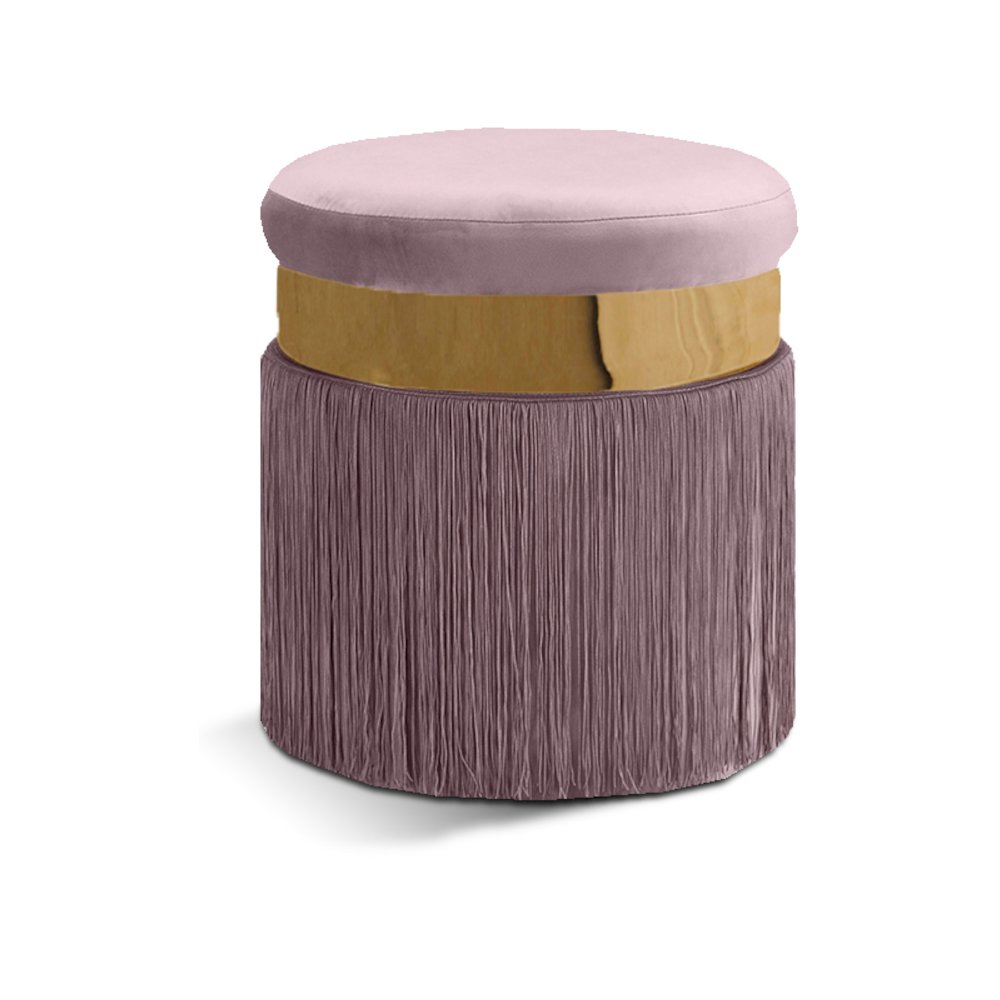 Yasmine Pink Velvet Ottoman/Stool