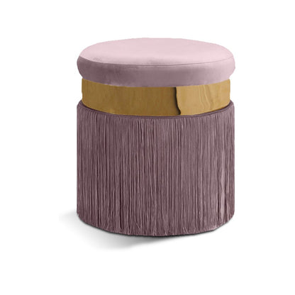 Yasmine Pink Velvet Ottoman/Stool