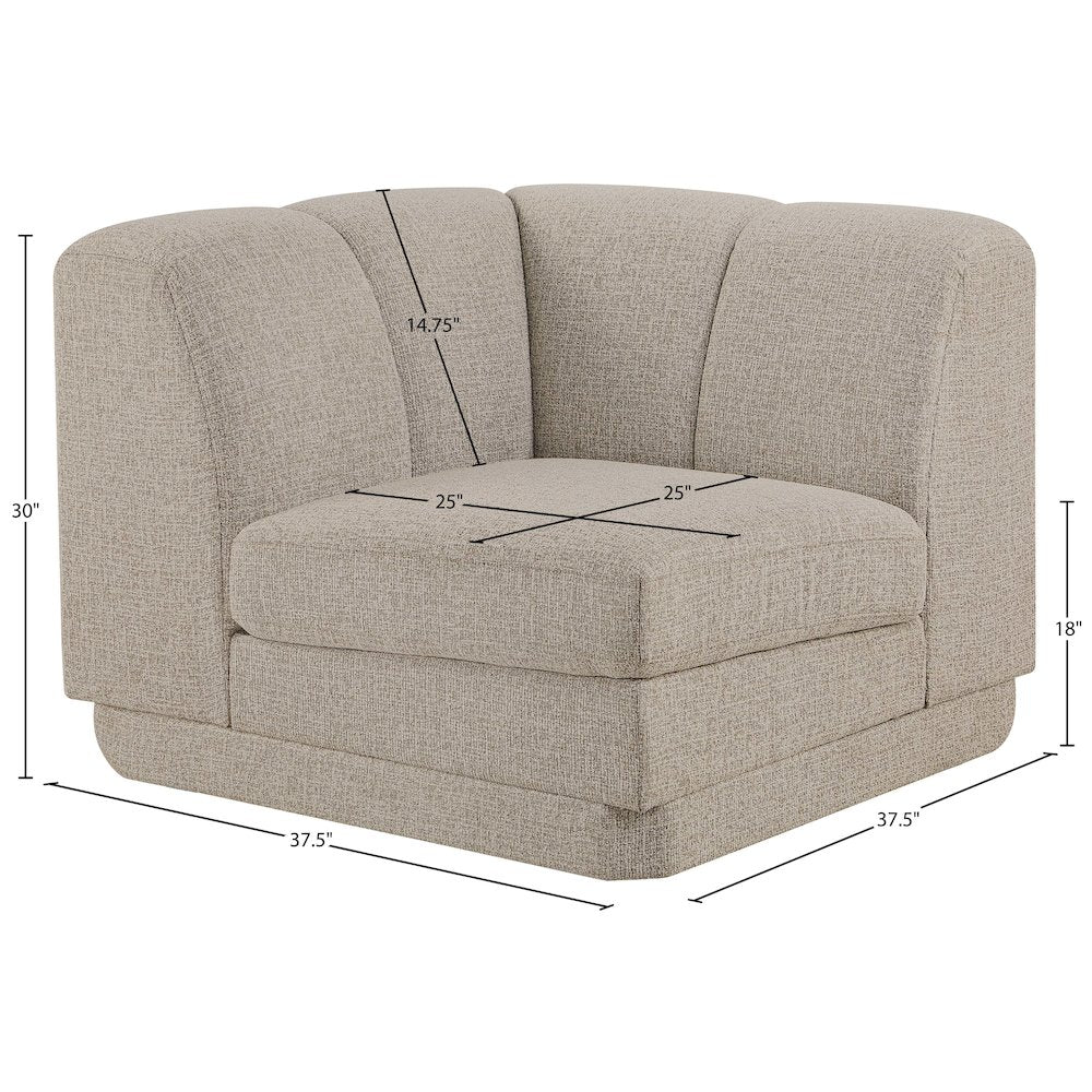 Modari Beige Fabric Upholstered Corner Chair