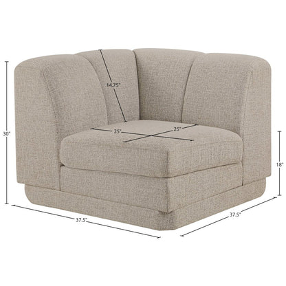 Modari Beige Fabric Upholstered Corner Chair