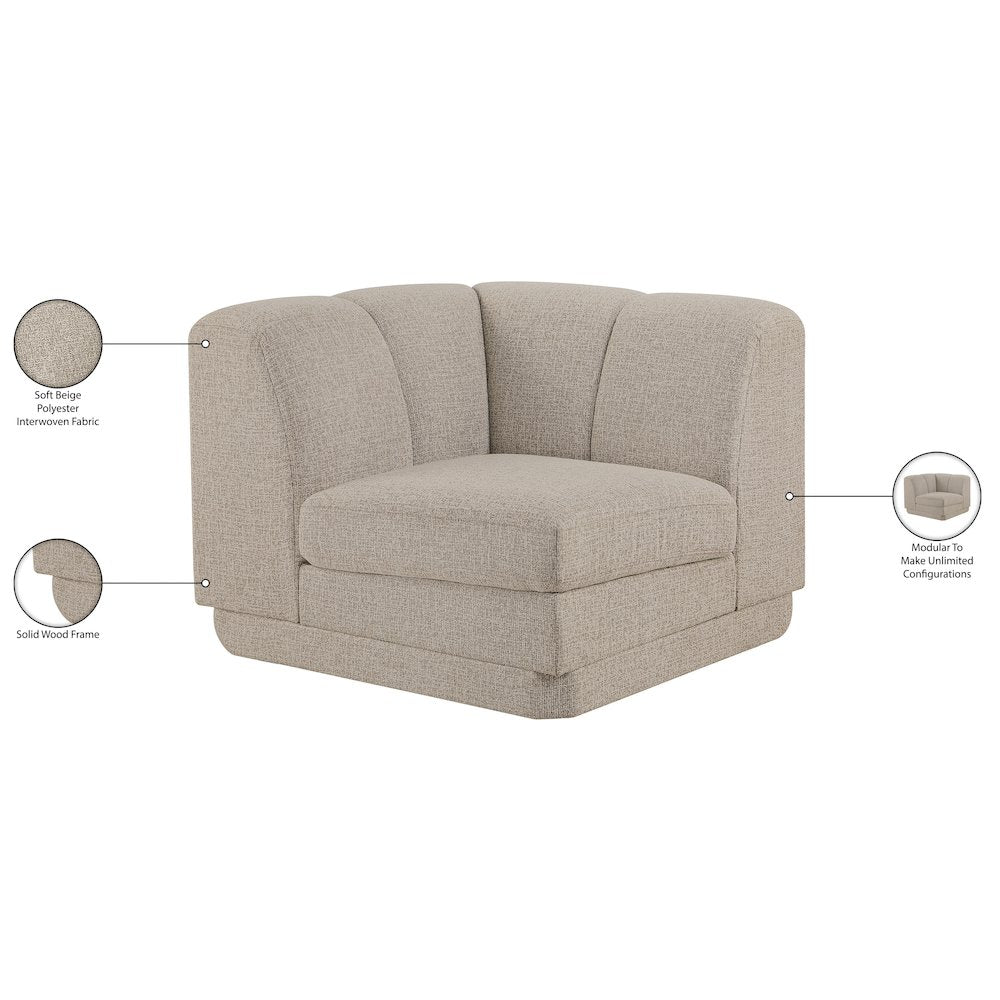Modari Beige Fabric Upholstered Corner Chair