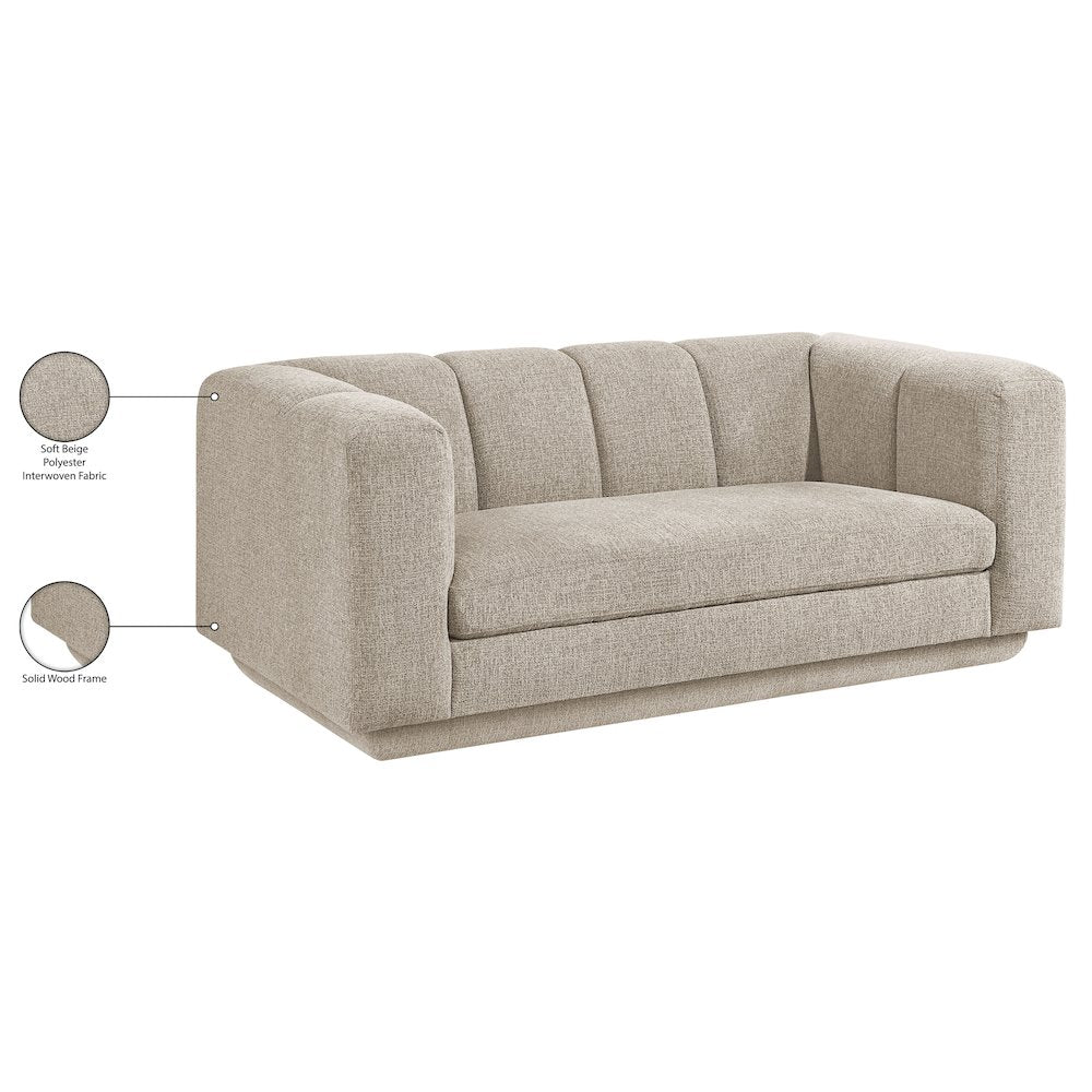 Modari 70.25" Beige Fabric Upholstered Loveseat