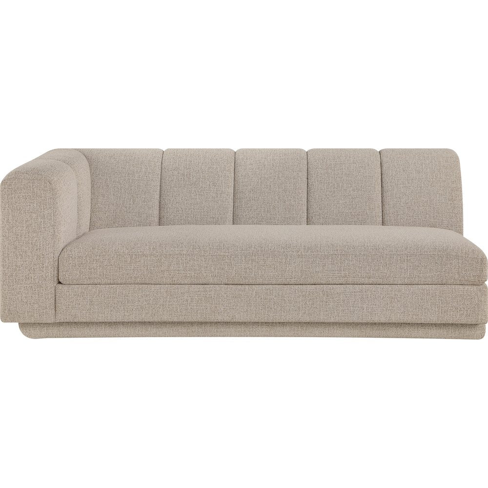 Modari 76.75" Beige Fabric Upholstered Left Arm Sofa