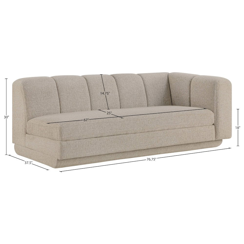 Modari 76.75" Beige Fabric Upholstered Right Arm Sofa