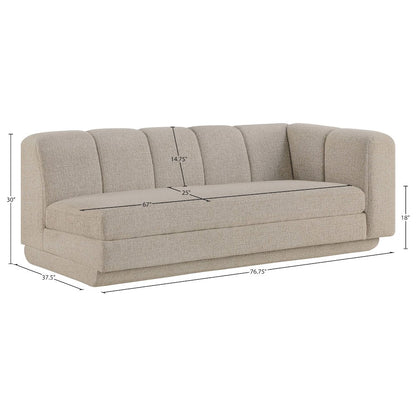 Modari 76.75" Beige Fabric Upholstered Right Arm Sofa