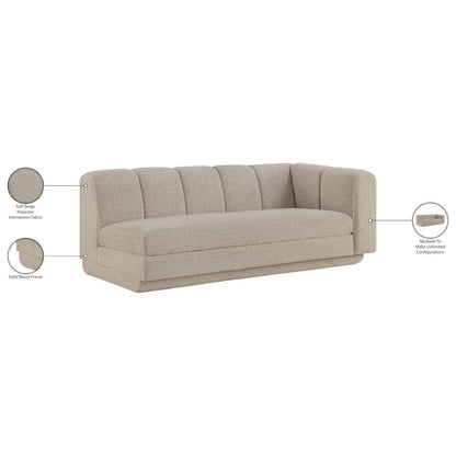 Modari 76.75" Beige Fabric Upholstered Right Arm Sofa