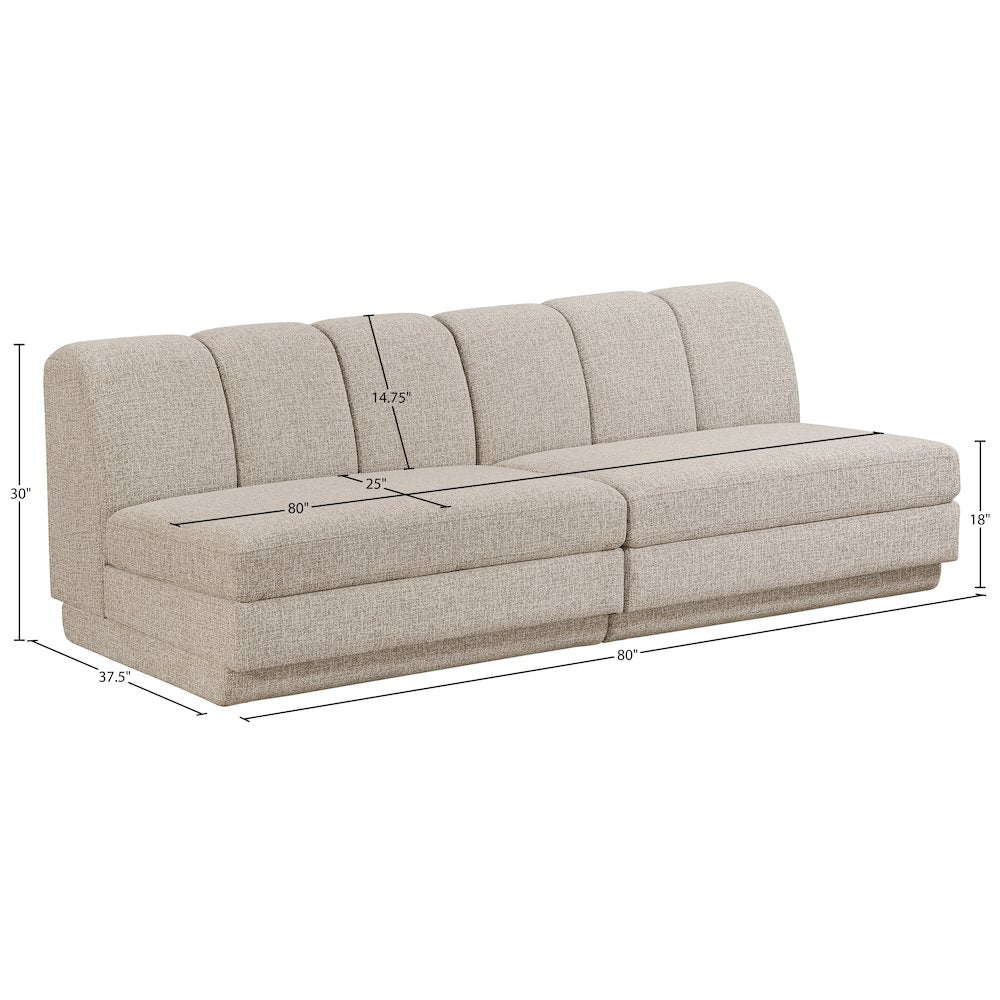 Modari Beige Fabric Upholstered 2pc. Modular Sofa