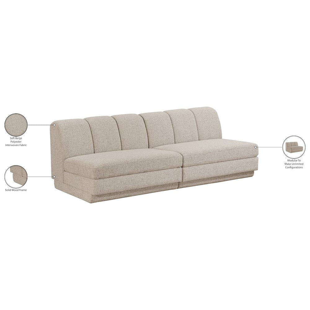 Modari Beige Fabric Upholstered 2pc. Modular Sofa
