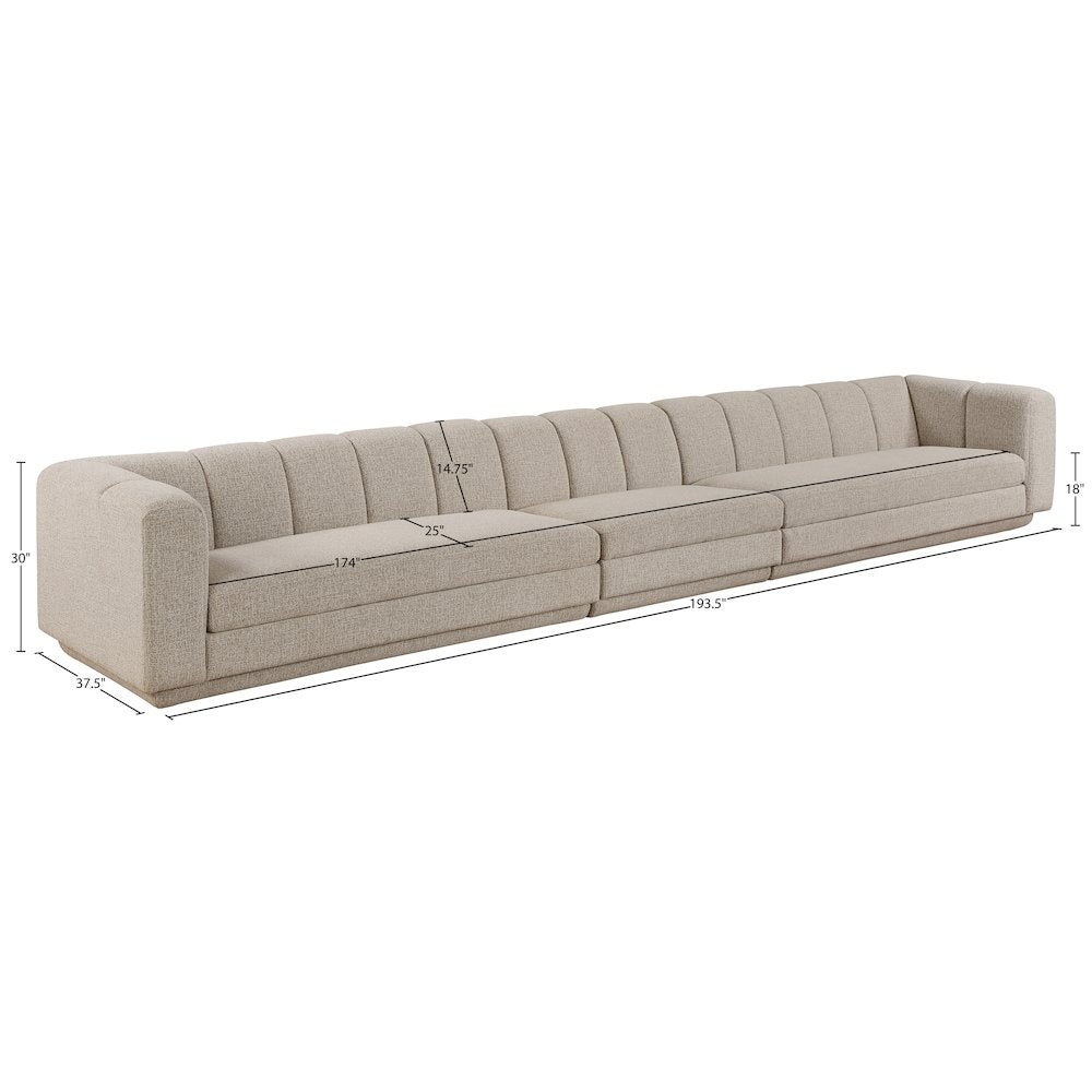 Modari Beige Fabric Upholstered 3pc. Modular Sofa