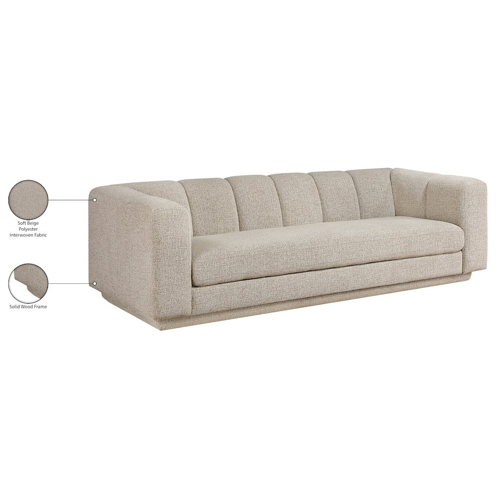 Modari 95" Beige Fabric Upholstered Sofa