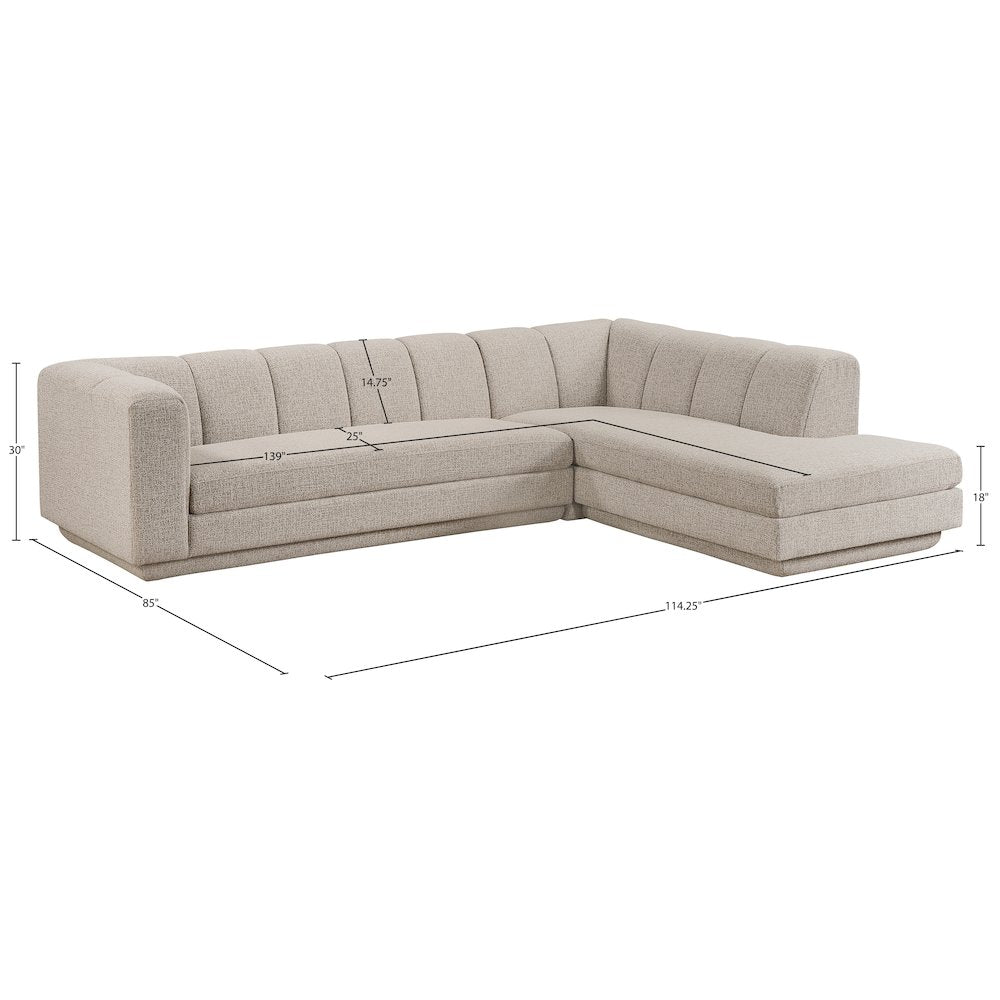 Modari Beige Fabric Upholstered 2pc. Modular Sectional
