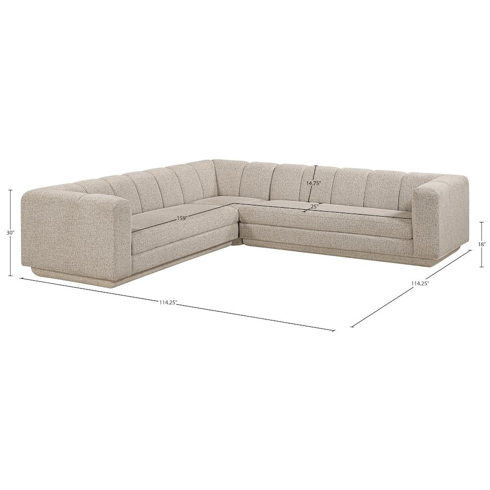Modari Beige Fabric Upholstered 3pc. Modular Sectional