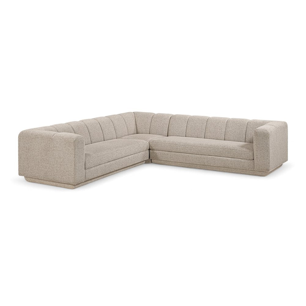 Modari Beige Fabric Upholstered 3pc. Modular Sectional