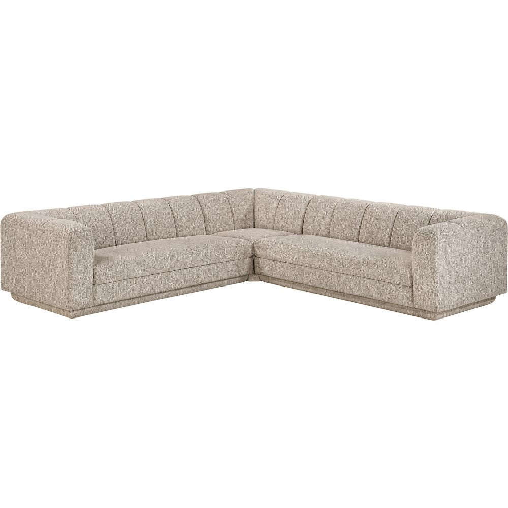 Modari Beige Fabric Upholstered 3pc. Modular Sectional