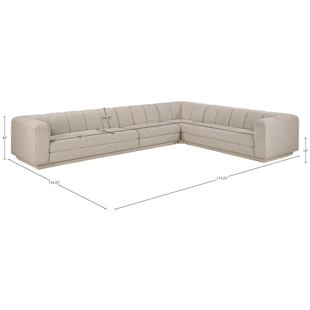 Modari Beige Fabric Upholstered 4pc. Modular Sectional
