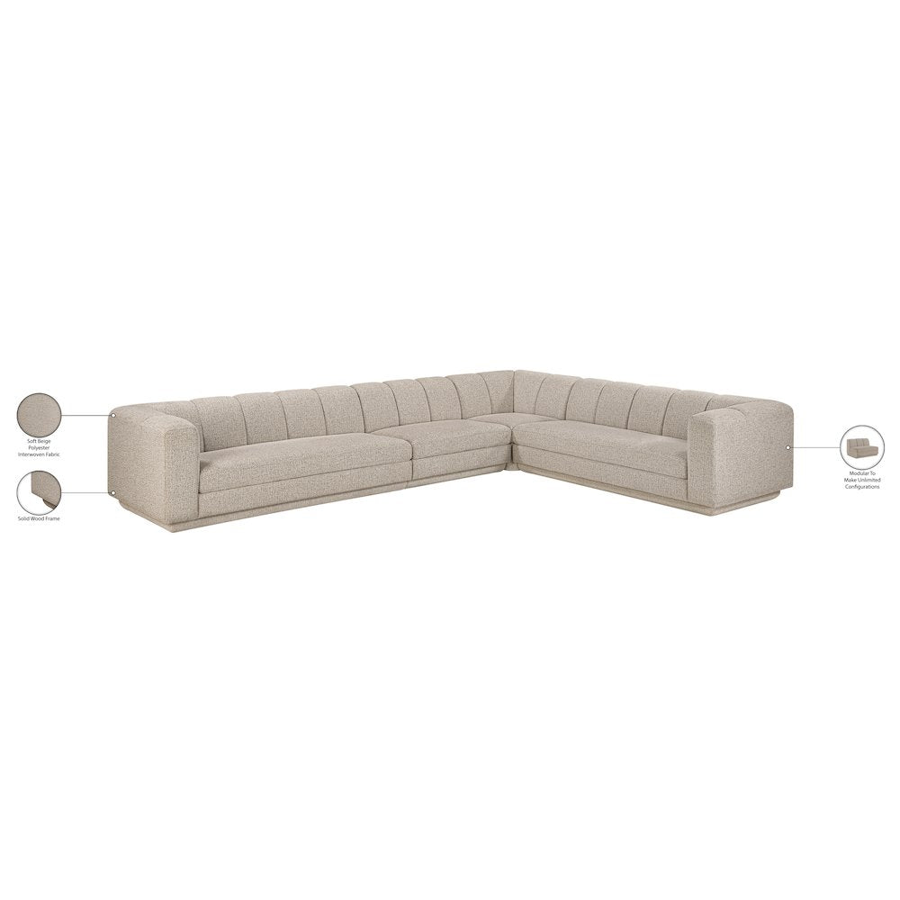 Modari Beige Fabric Upholstered 4pc. Modular Sectional