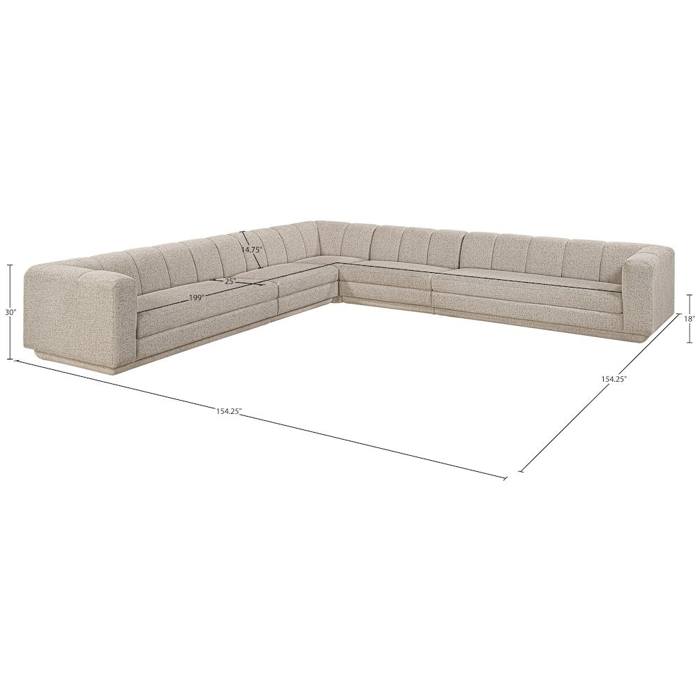Modari Beige Fabric Upholstered 5pc. Modular Sectional