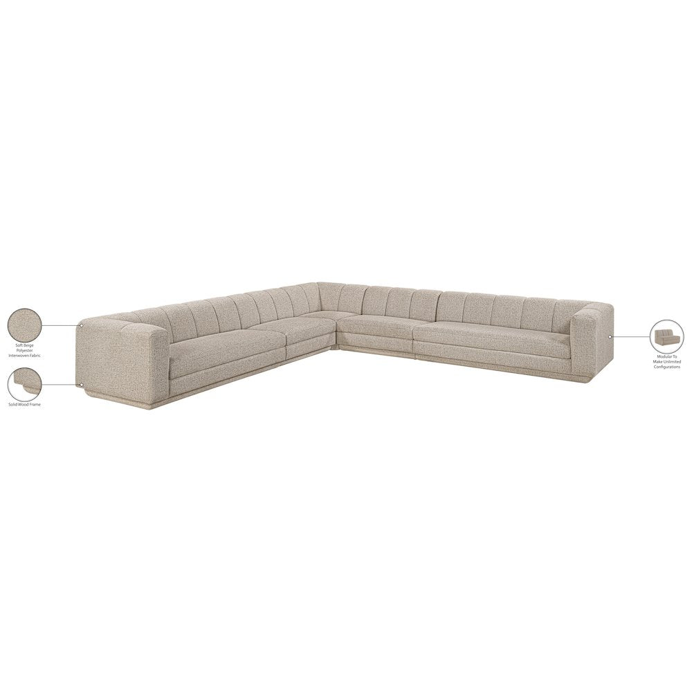 Modari Beige Fabric Upholstered 5pc. Modular Sectional