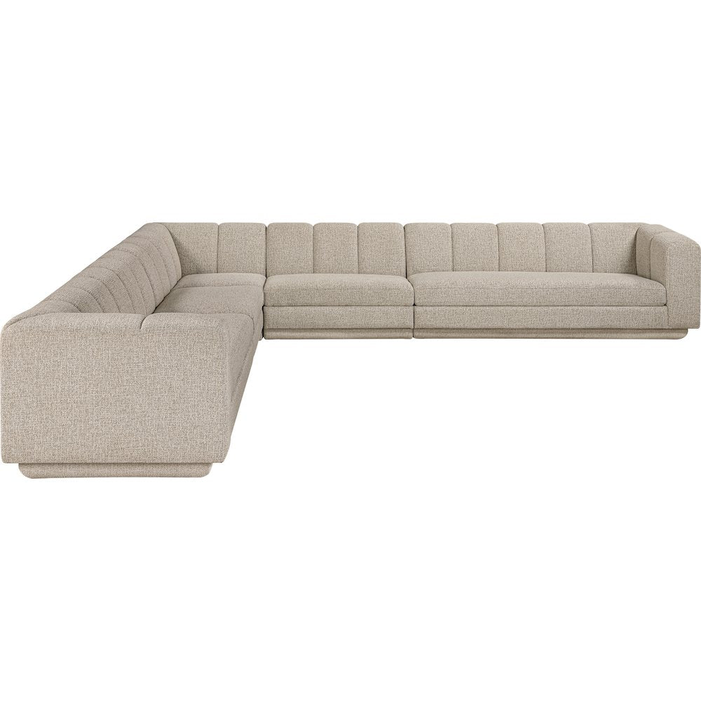 Modari Beige Fabric Upholstered 5pc. Modular Sectional