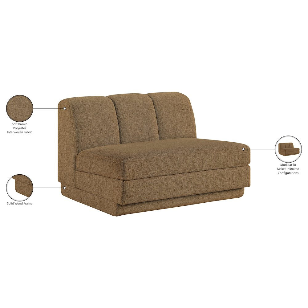Modari Brown Fabric Upholstered Armless Chair