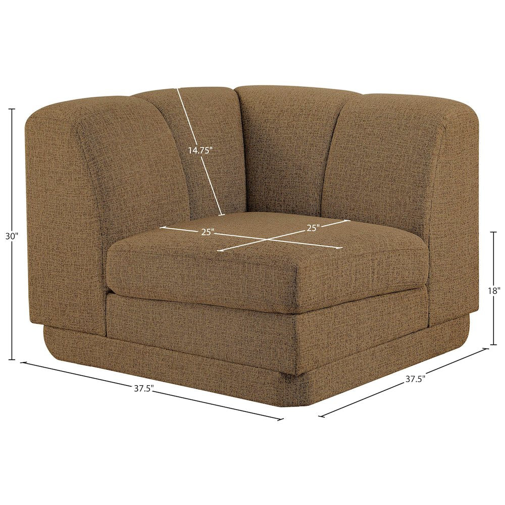 Modari Brown Fabric Upholstered Corner Chair