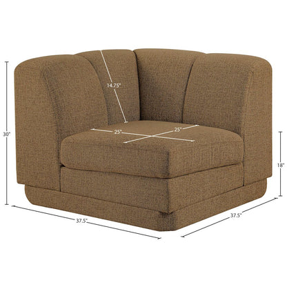 Modari Brown Fabric Upholstered Corner Chair