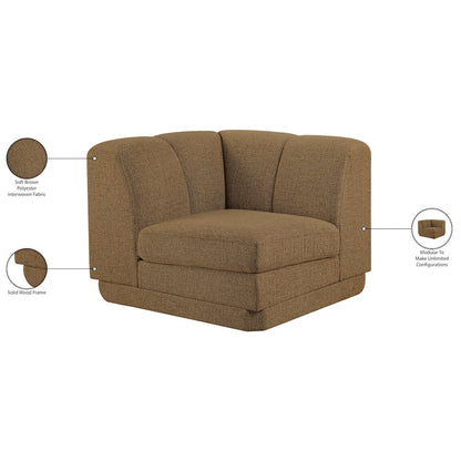 Modari Brown Fabric Upholstered Corner Chair