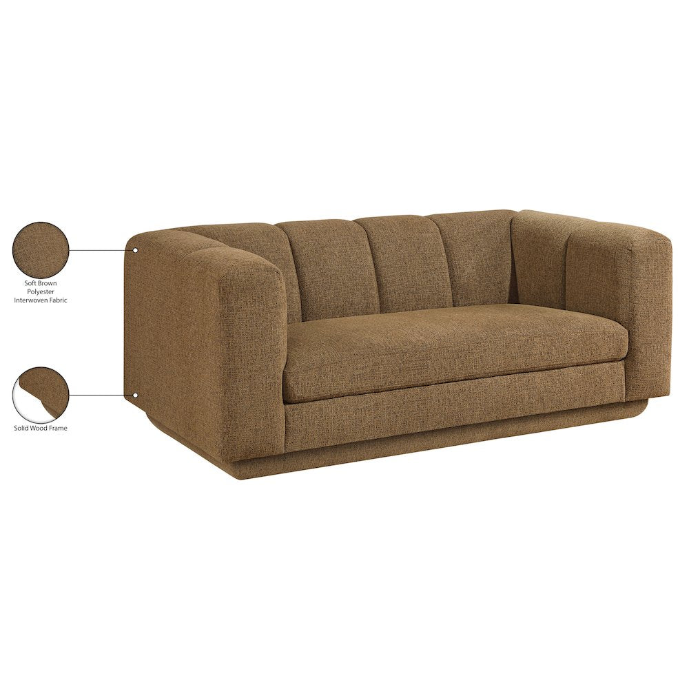 Modari 70.25" Brown Fabric Upholstered Loveseat