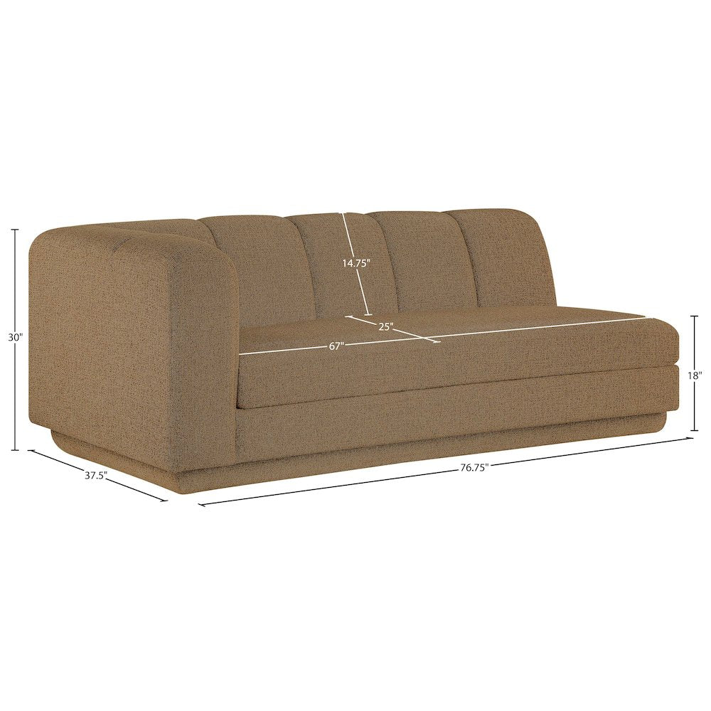 Modari 76.75" Brown Fabric Upholstered Left Arm Sofa
