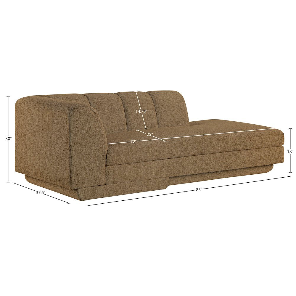 Modari Brown Fabric Upholstered Left Arm Chaise