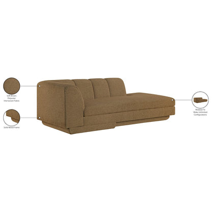 Modari Brown Fabric Upholstered Left Arm Chaise