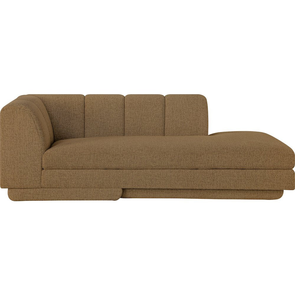 Modari Brown Fabric Upholstered Left Arm Chaise