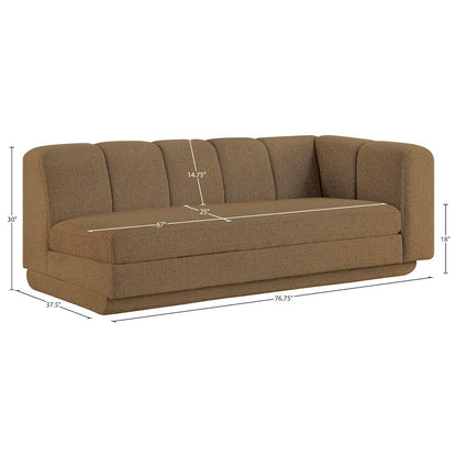 Modari 76.75" Brown Fabric Upholstered Right Arm Sofa