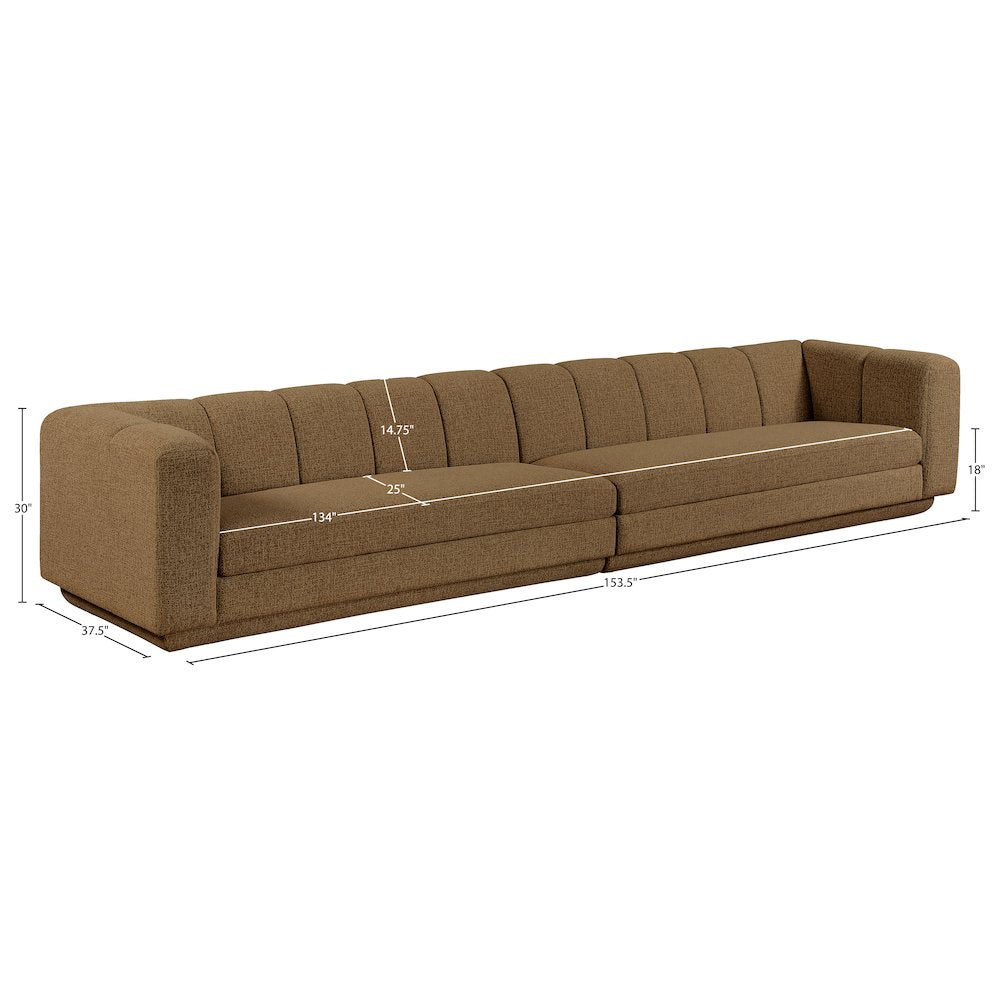 Modari Brown Fabric Upholstered 2pc. Modular Sofa