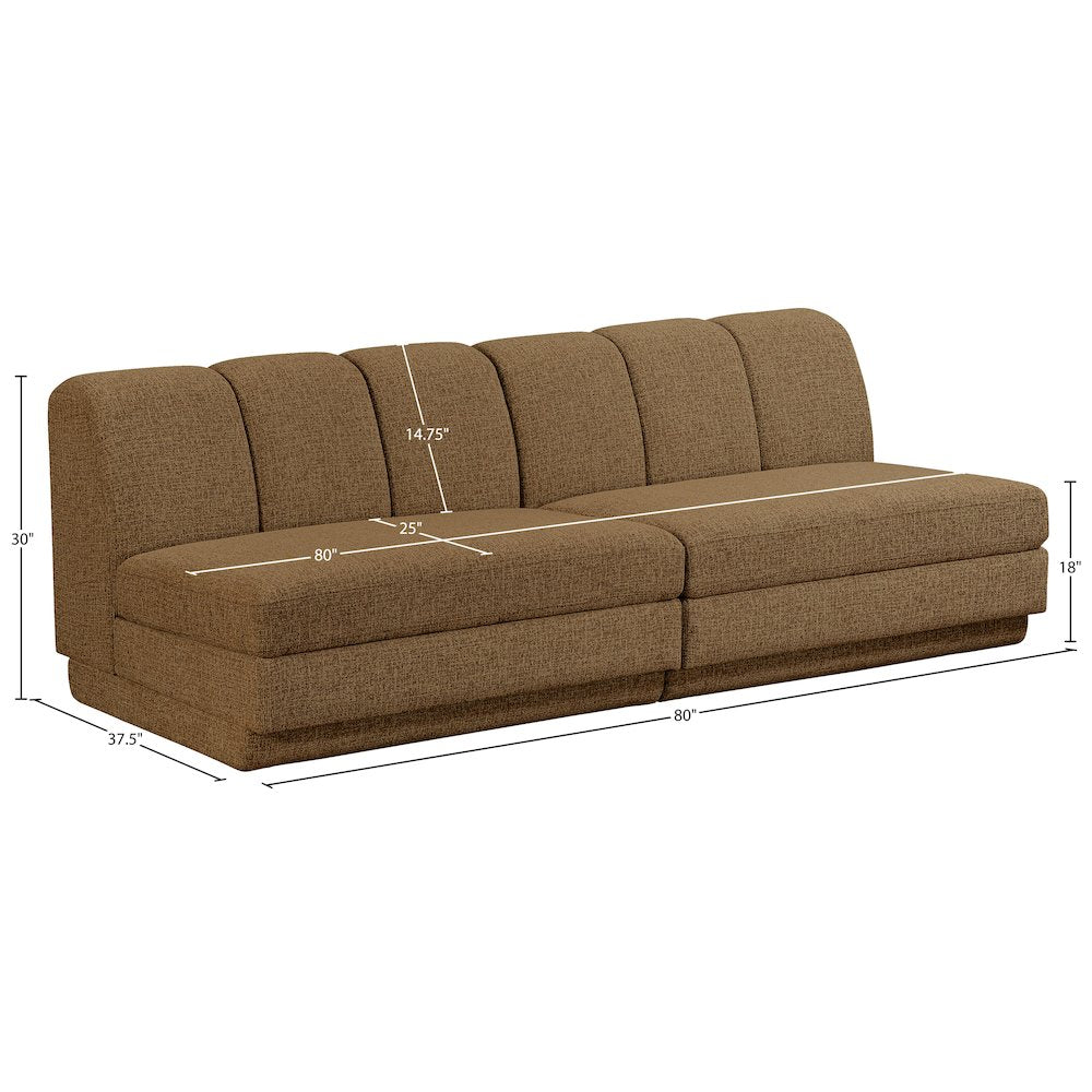 Modari Brown Fabric Upholstered 2pc. Modular Sofa