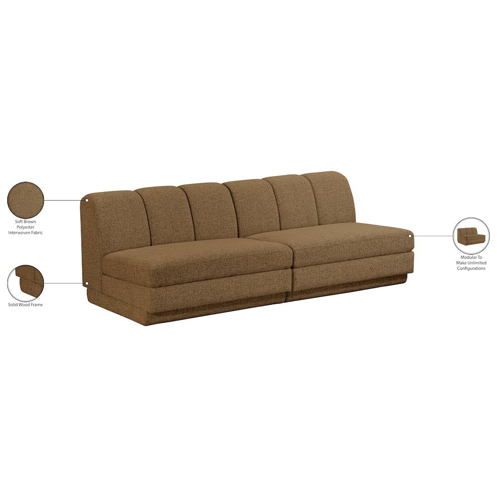 Modari Brown Fabric Upholstered 2pc. Modular Sofa