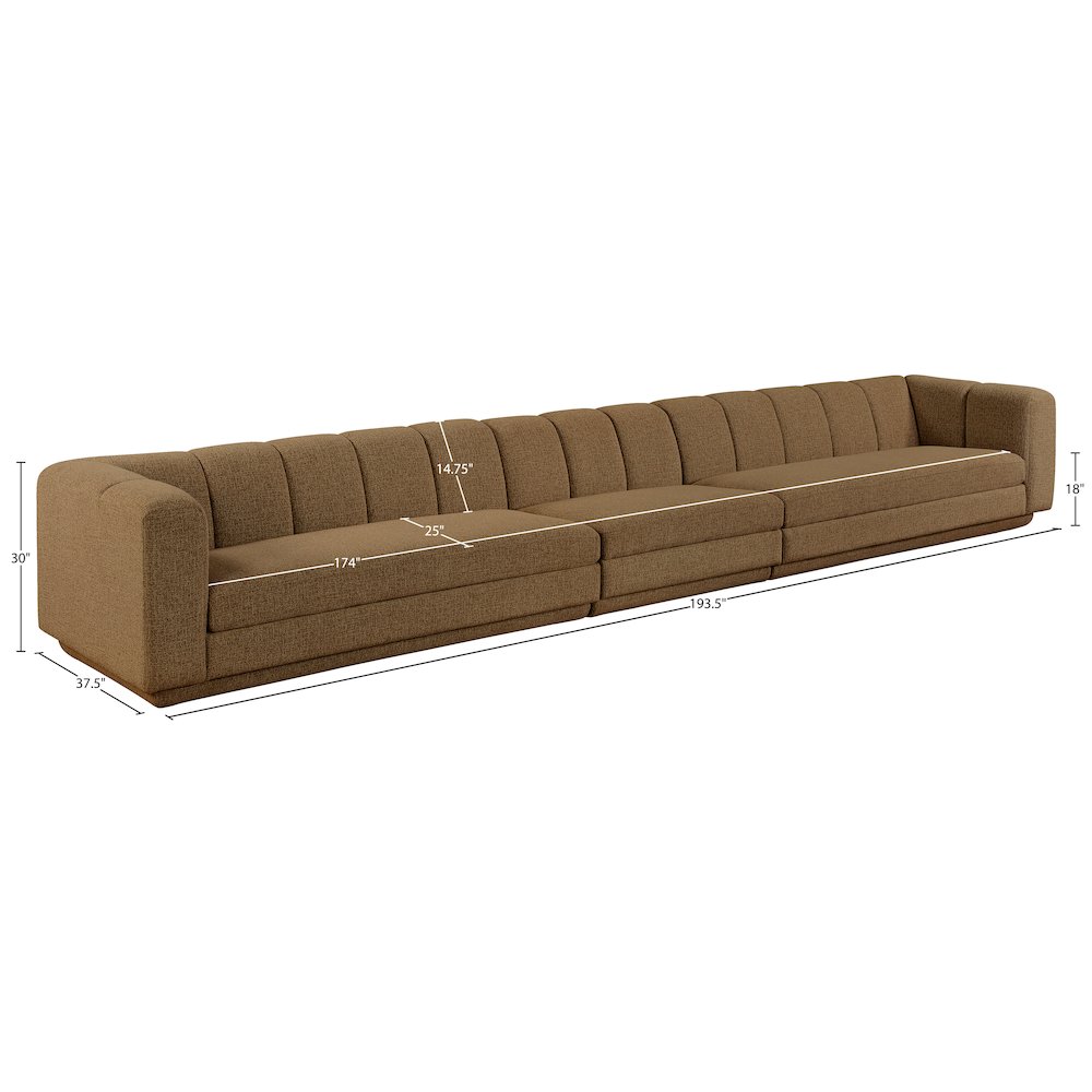 Modari Brown Fabric Upholstered 3pc. Modular Sofa
