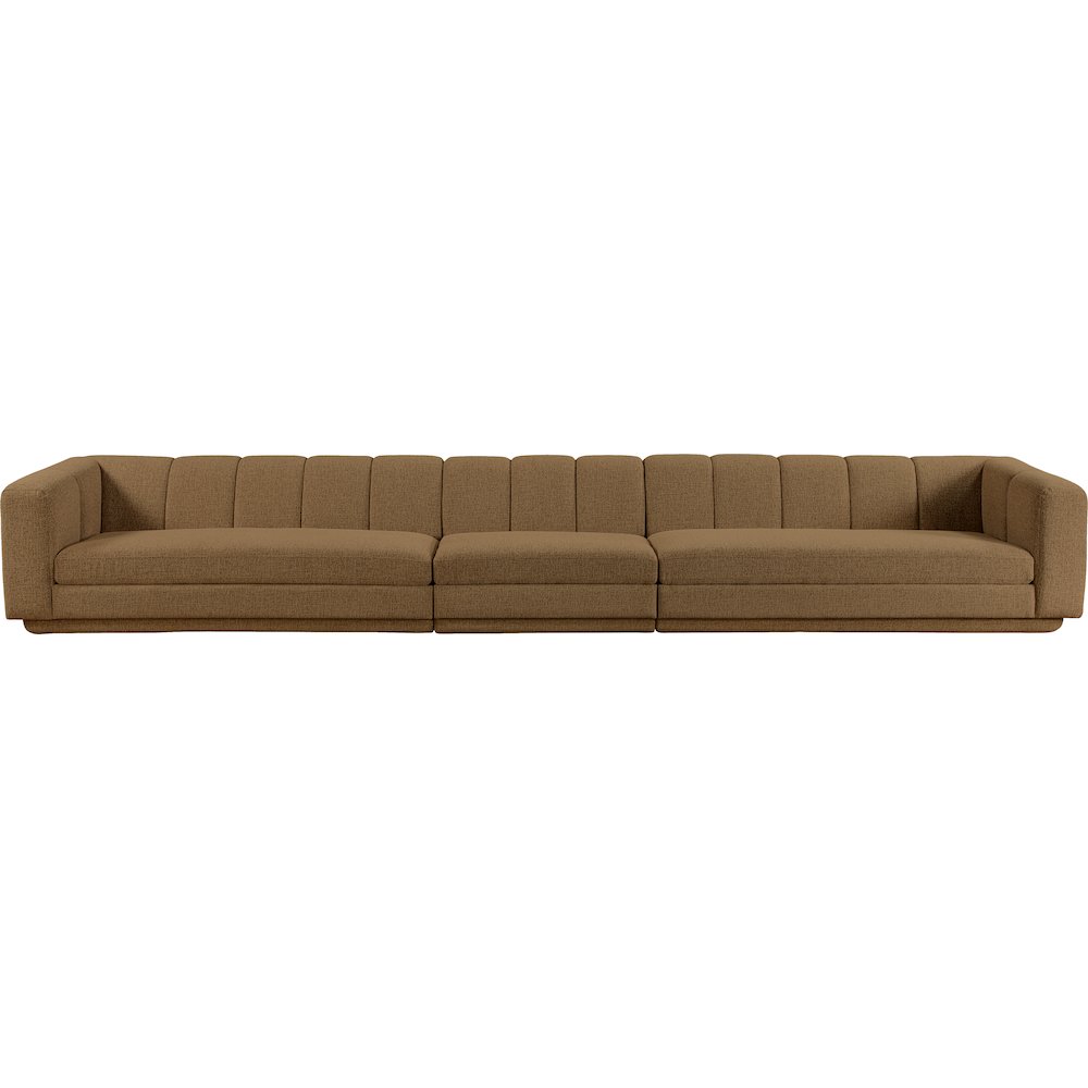 Modari Brown Fabric Upholstered 3pc. Modular Sofa
