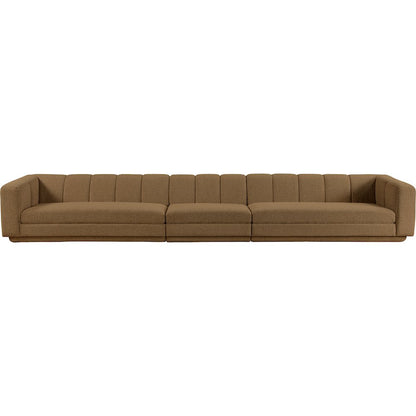 Modari Brown Fabric Upholstered 3pc. Modular Sofa