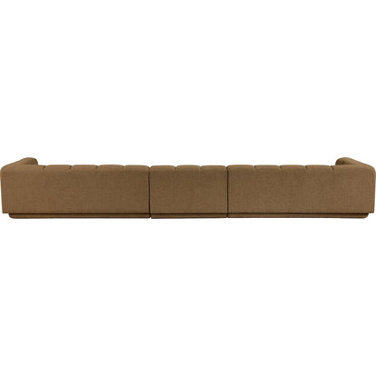 Modari Brown Fabric Upholstered 3pc. Modular Sofa