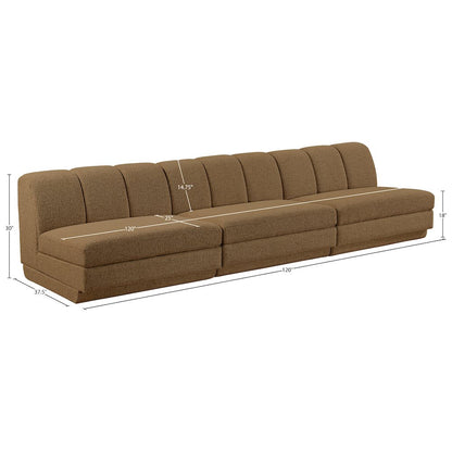 Modari Brown Fabric Upholstered 3pc. Modular Sofa