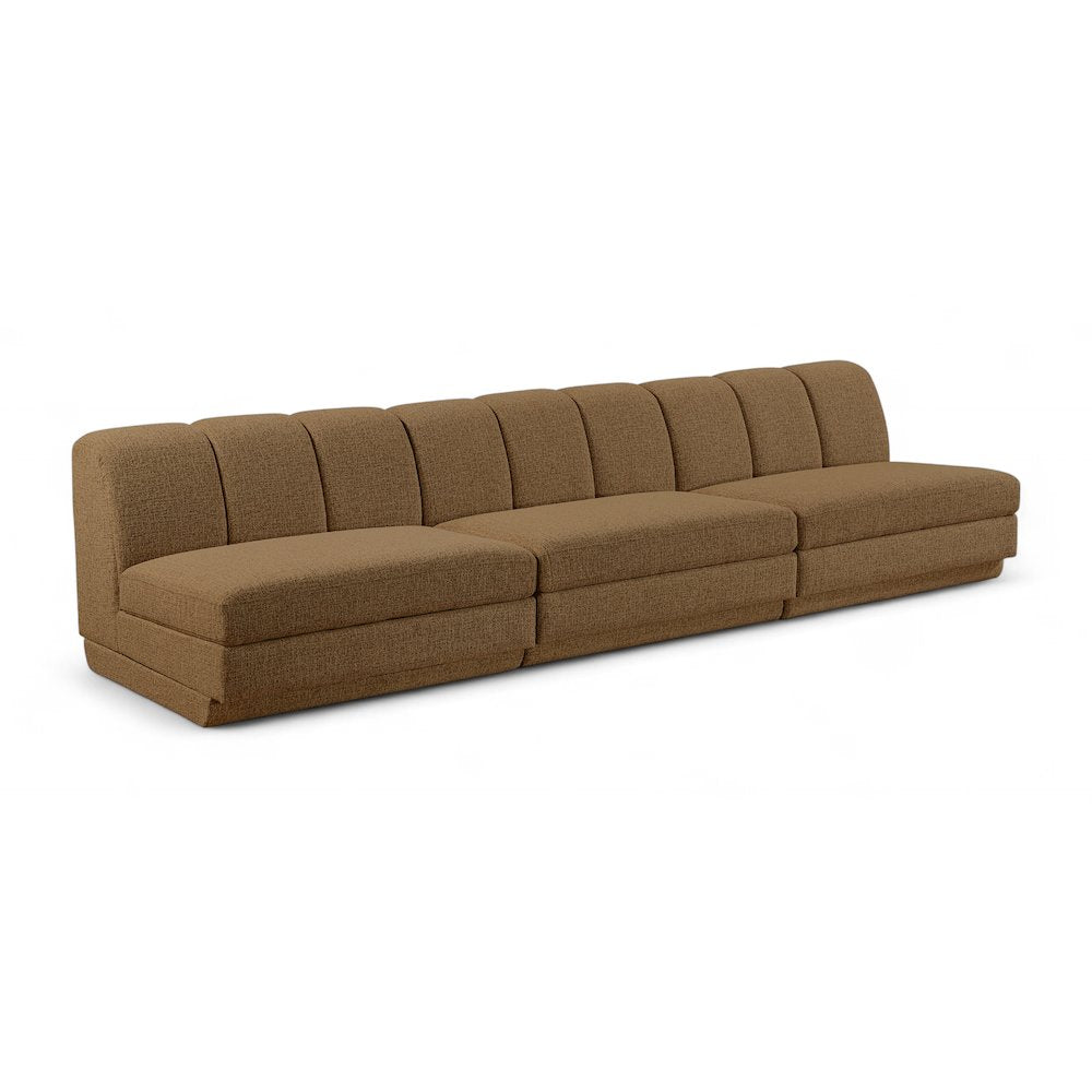 Modari Brown Fabric Upholstered 3pc. Modular Sofa